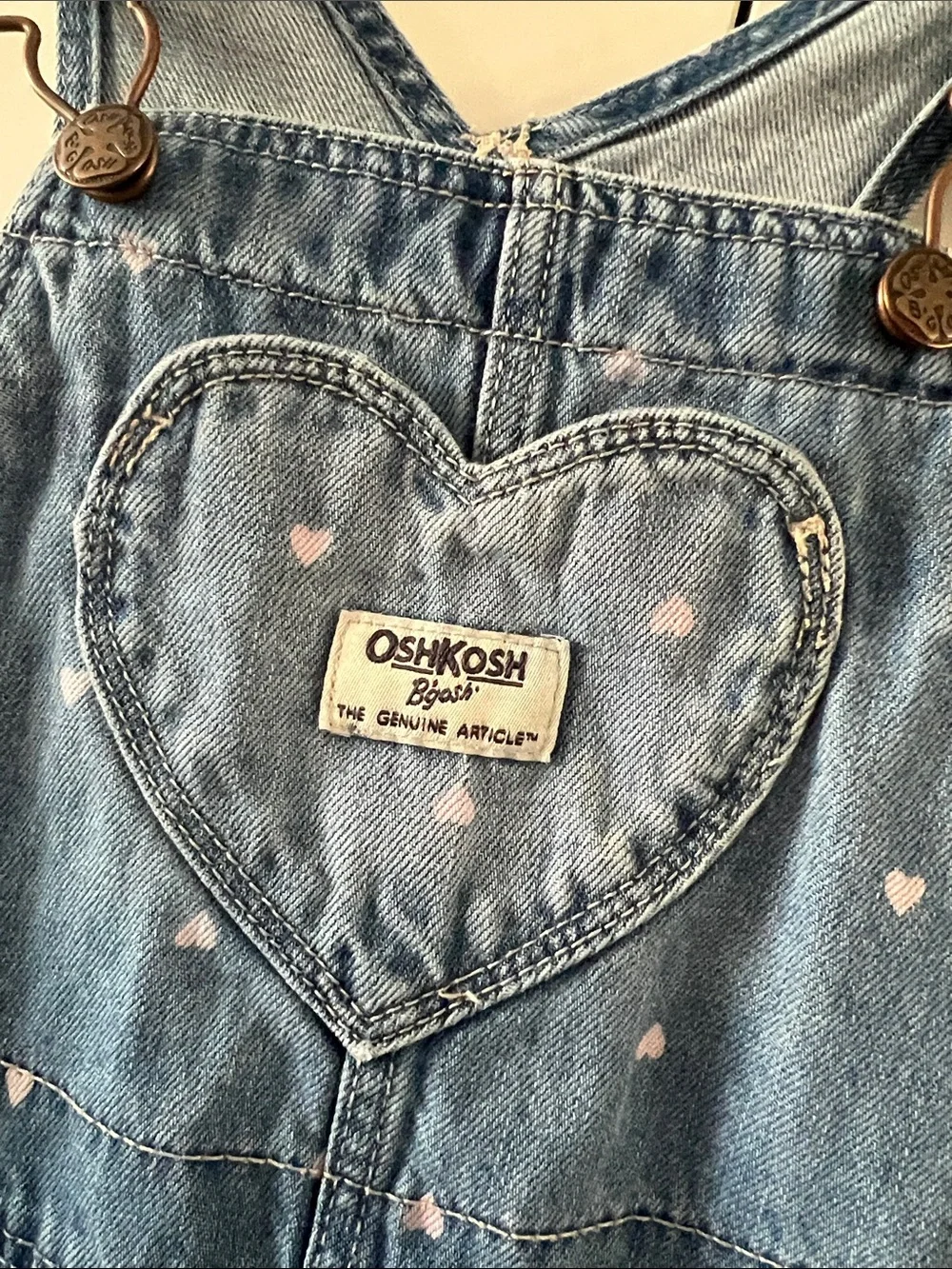 OshKosh B'gosh Light Blue Denim Heart Bib Overalls
